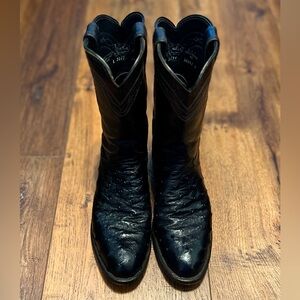 Justin 3171 Exotic Roper Boot Black Full Quill Ostrich.
